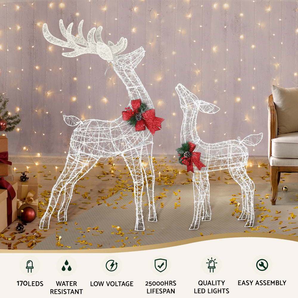 Jingle Jollys Christmas Lights 2pcs Reindeer Set Fairy Light 170 LED Decorations-Occasions > Christmas > Outdoor Decorations & Lights-PEROZ Accessories