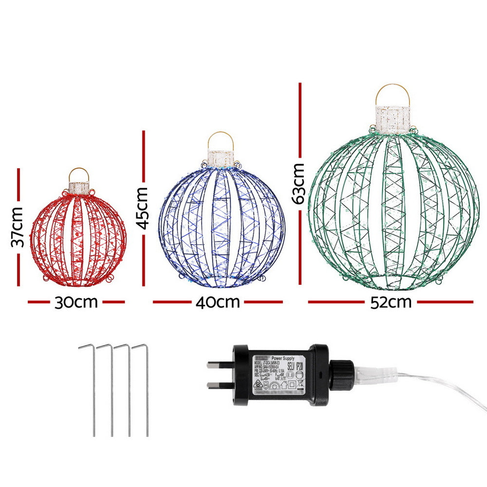 Jingle Jollys Christmas Lights 320 LED Fairy Light 3pcs Ball Decorations Set-Occasions > Christmas > Outdoor Decorations & Lights-PEROZ Accessories