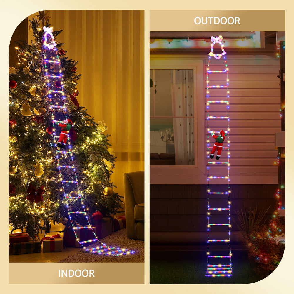 Jingle Jollys 3.5M Christmas Lights 300 LED Ladder Light with Santa Claus Decor-Occasions > Christmas > Outdoor Decorations & Lights-PEROZ Accessories