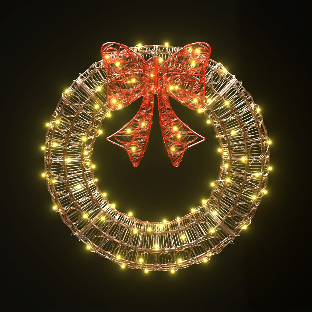 Jingle Jollys Christmas Lights 60cm Motif 160 LED Solar Wreath Xmas Decorations-Occasions > Christmas > Outdoor Decorations & Lights-PEROZ Accessories
