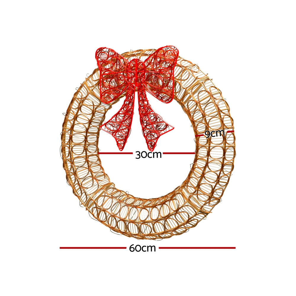 Jingle Jollys Christmas Lights 60cm Motif 160 LED Solar Wreath Xmas Decorations-Occasions > Christmas > Outdoor Decorations & Lights-PEROZ Accessories