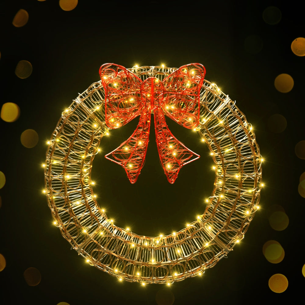 Jingle Jollys Christmas Lights 60cm Motif 160 LED Solar Wreath Xmas Decorations-Occasions > Christmas > Outdoor Decorations & Lights-PEROZ Accessories