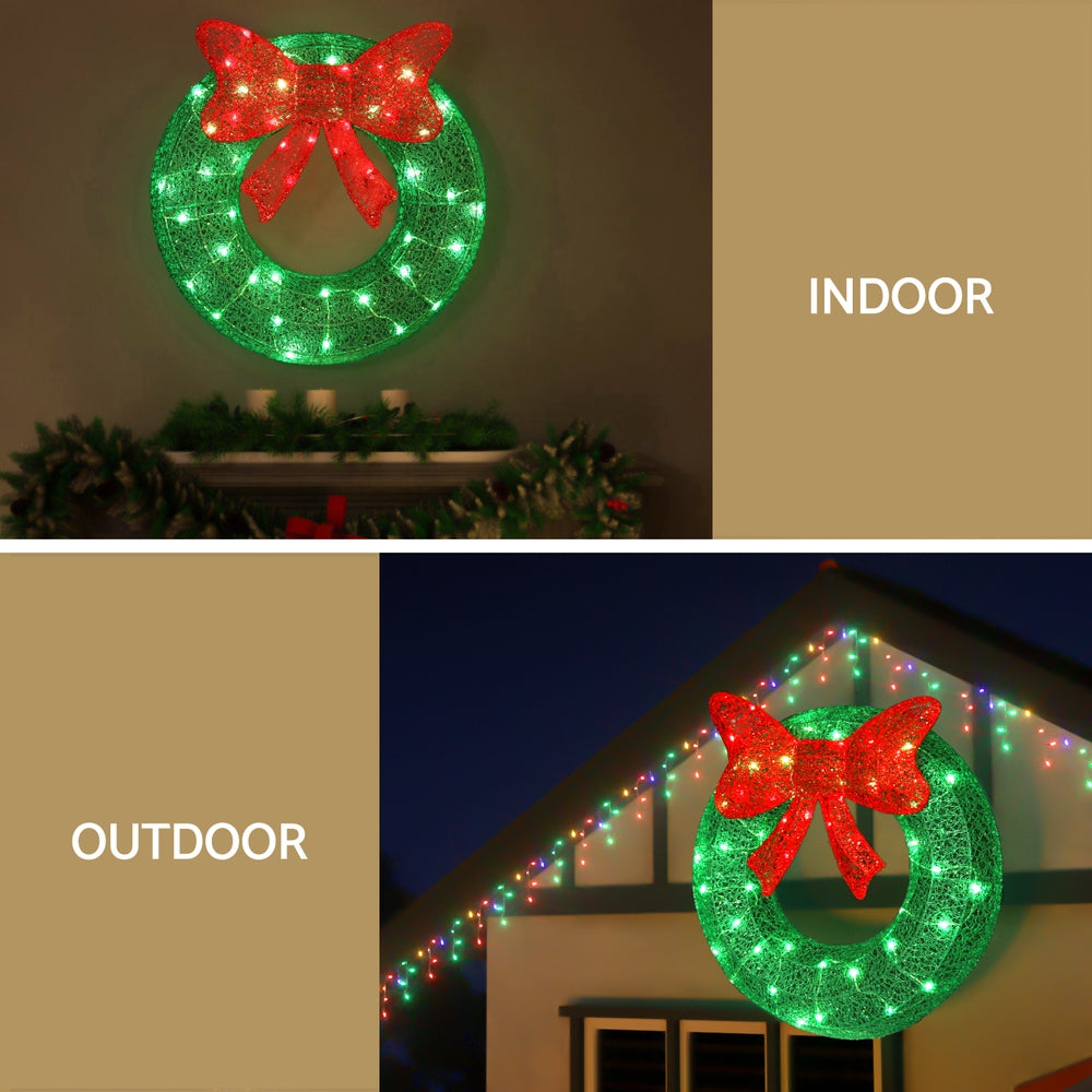Jingle Jollys Christmas Lights 60cm Motif 50 LED Solar Wreath Xmas Decorations-Occasions > Christmas > Outdoor Decorations & Lights-PEROZ Accessories
