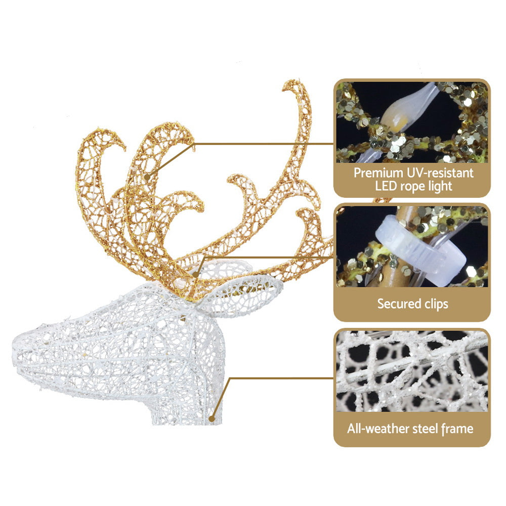 Jingle Jollys Christmas Lights Reindeer Sleigh215 LED Decorations-Occasions > Christmas > Outdoor Decorations & Lights-PEROZ Accessories