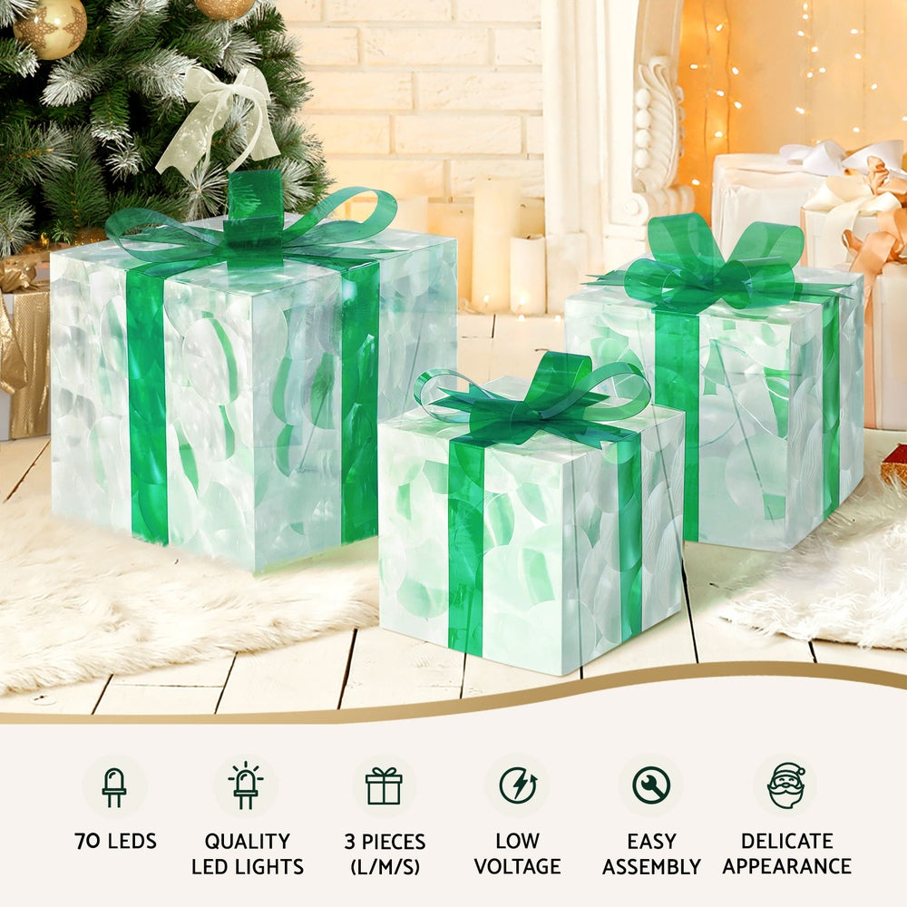 Jingle Jollys Christmas Lights 70 LED Fairy Light Gift Box 3pcs Decorations Set-Occasions > Christmas > Outdoor Decorations & Lights-PEROZ Accessories