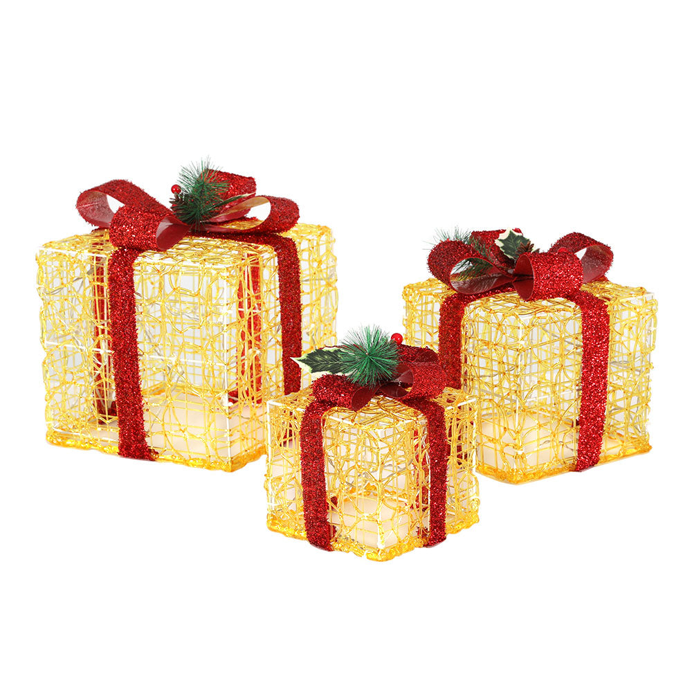 Jingle Jollys Christmas Lights Gift Box Set 3 PCS Set 48 LED Decorations-Occasions > Christmas > Outdoor Decorations & Lights-PEROZ Accessories