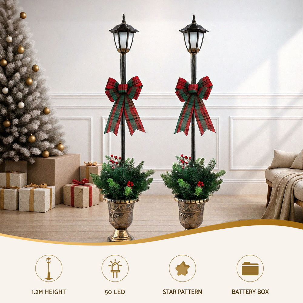 Jingle Jollys Christmas Lights 125cm Lamp Post 50 LED Fairy Light Decorations-Occasions > Christmas > Outdoor Decorations & Lights-PEROZ Accessories
