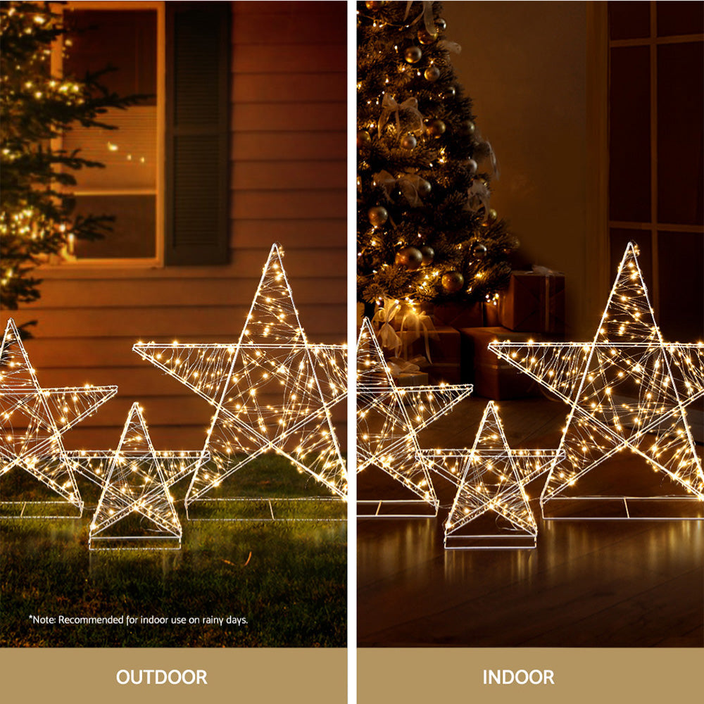 Jingle Jollys Christmas Lights 900 LED Fairy Light 3pcs Star Decorations Set-Occasions > Christmas > Outdoor Decorations & Lights-PEROZ Accessories