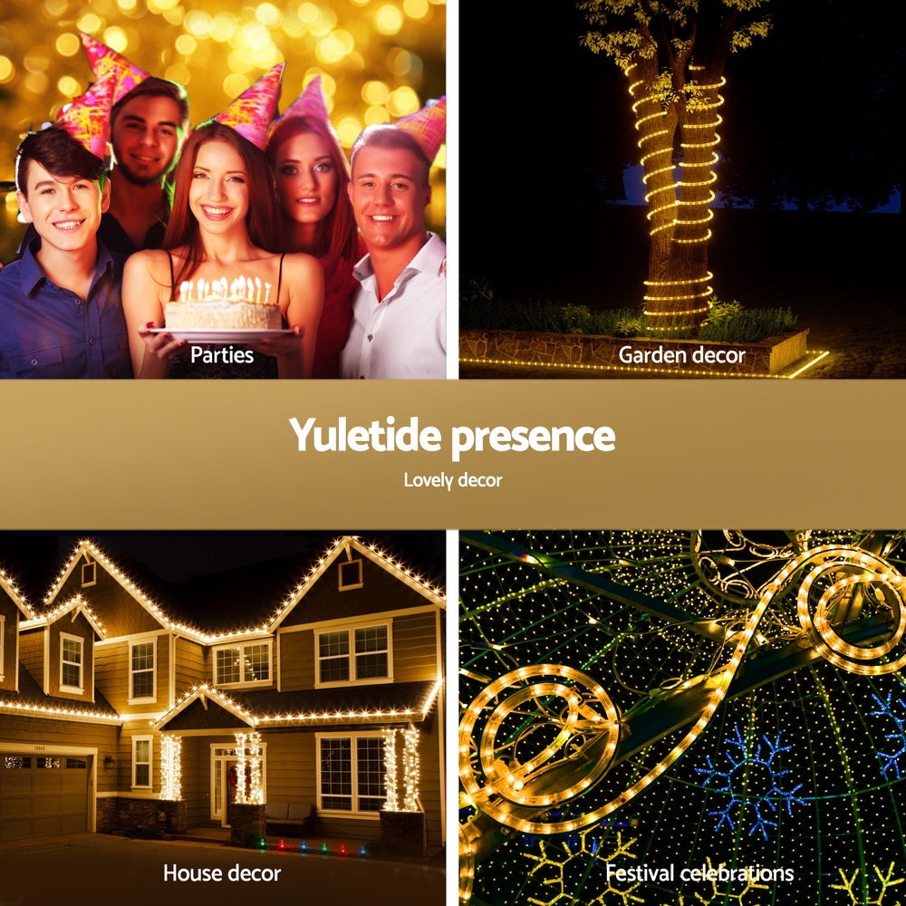 Jingle Jollys 20M Christmas Lights String Rope Light Decorations 600 LED Warm-Occasions > Christmas > Outdoor Decorations & Lights-PEROZ Accessories