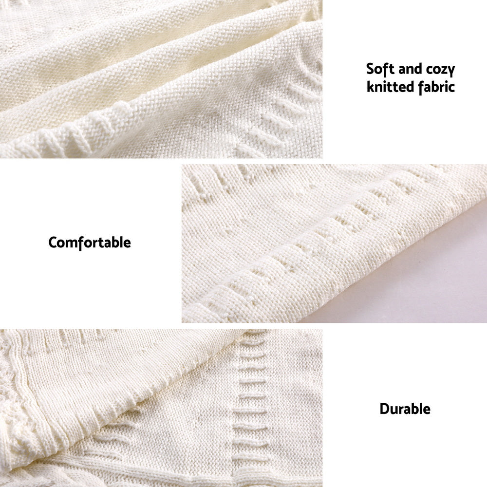 Jingle Jollys Christmas Tree Skirt 90cm Knitted Fabric Xmas Ornament Decor Beige-Occasions > Christmas > Christmas Decorations-PEROZ Accessories