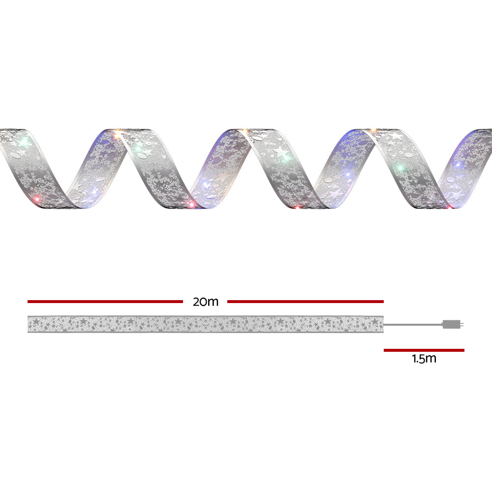 Jingle Jollys 20M Christmas Lights Fairy Ribbon Light 200 LED Xmas Decor Colored-Occasions > Christmas > Outdoor Decorations & Lights-PEROZ Accessories