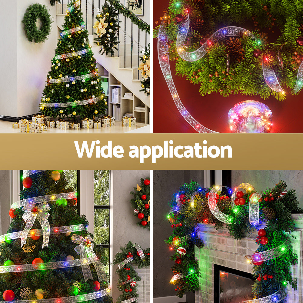 Jingle Jollys 20M Christmas Lights Fairy Ribbon Light 200 LED Xmas Decor Colored-Occasions > Christmas > Outdoor Decorations & Lights-PEROZ Accessories