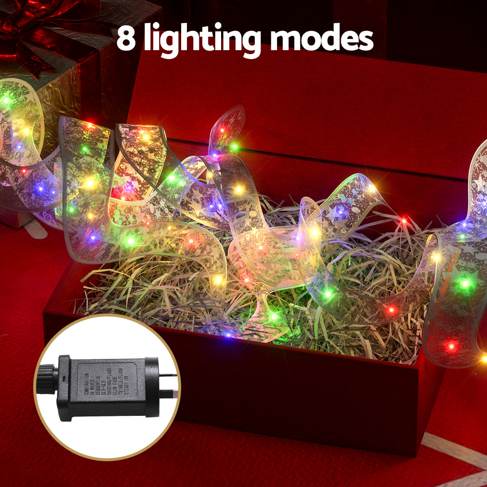 Jingle Jollys 20M Christmas Lights Fairy Ribbon Light 200 LED Xmas Decor Colored-Occasions > Christmas > Outdoor Decorations & Lights-PEROZ Accessories