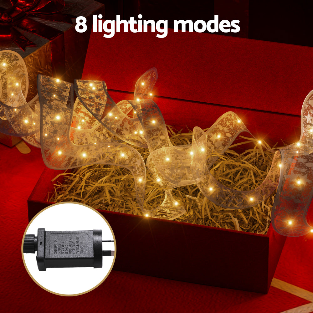 Jingle Jollys 20M Christmas Lights Fairy Ribbon Light 200 LED Xmas Decor Warm-Occasions > Christmas > Outdoor Decorations & Lights-PEROZ Accessories