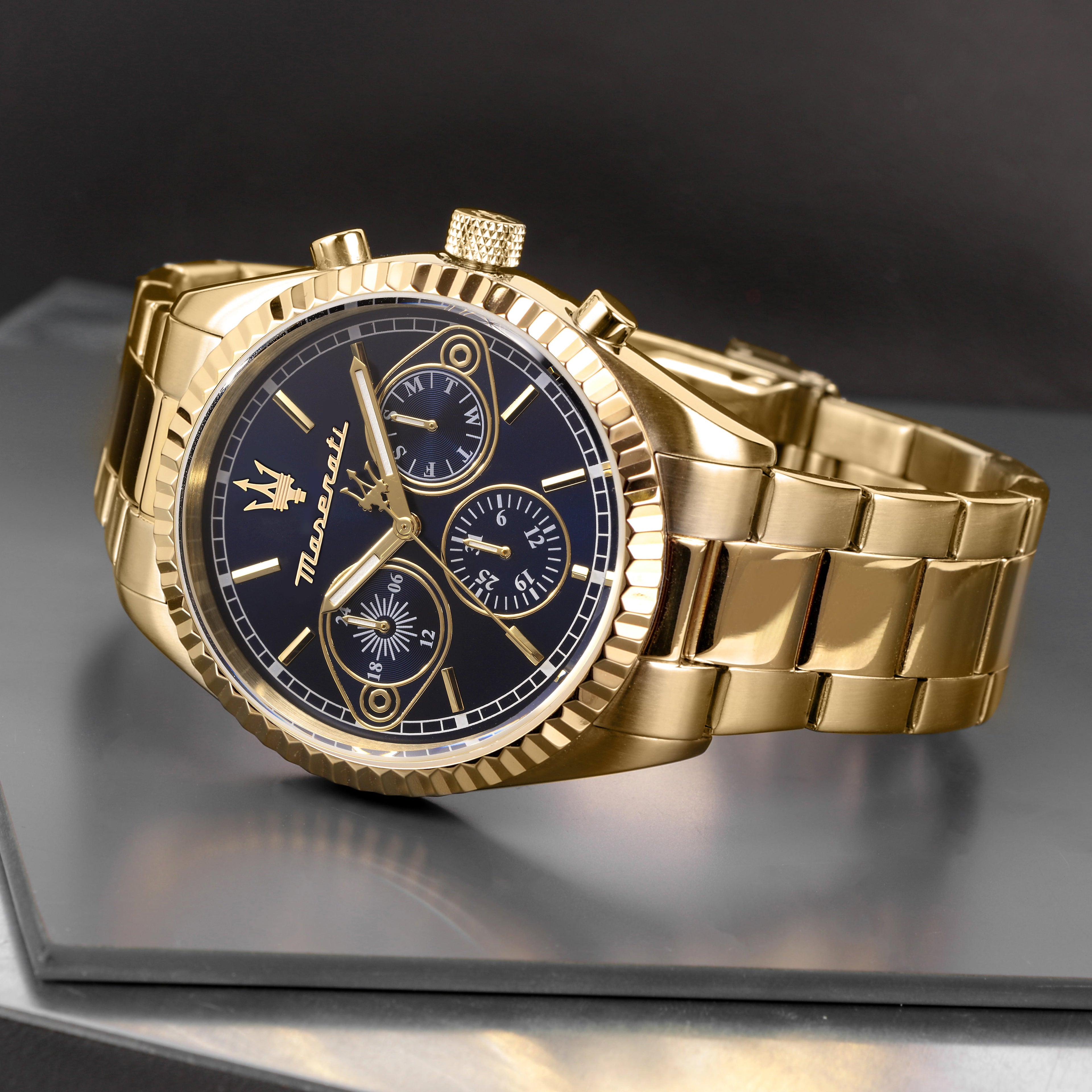 Maserati Competizione 43mm Multifunction Gold Chronograph-PEROZ Accessories