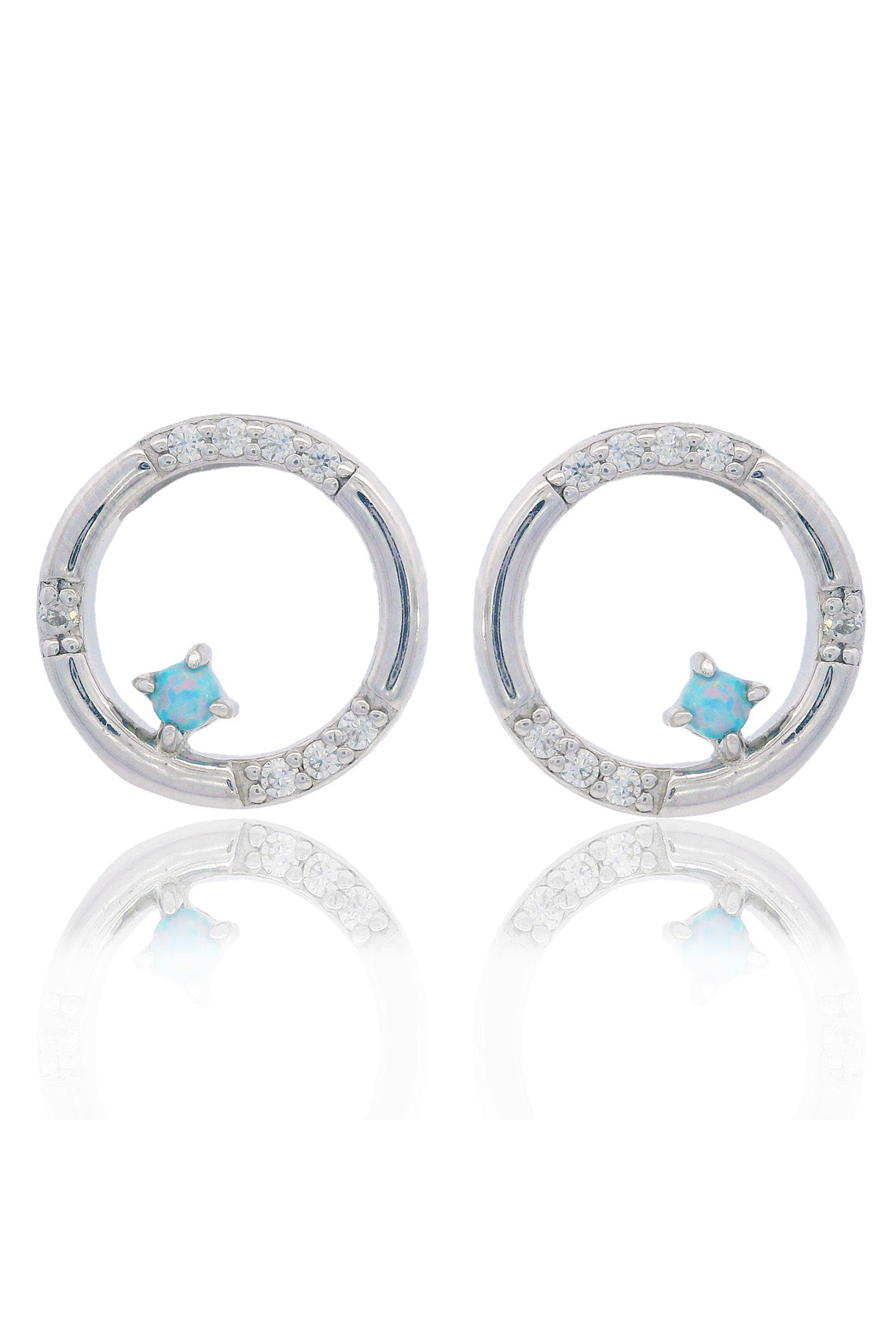 OPAL GLOW BLUE CREATED OPAL CIRCLE EARRINGS SILVER-PEROZ Accessories