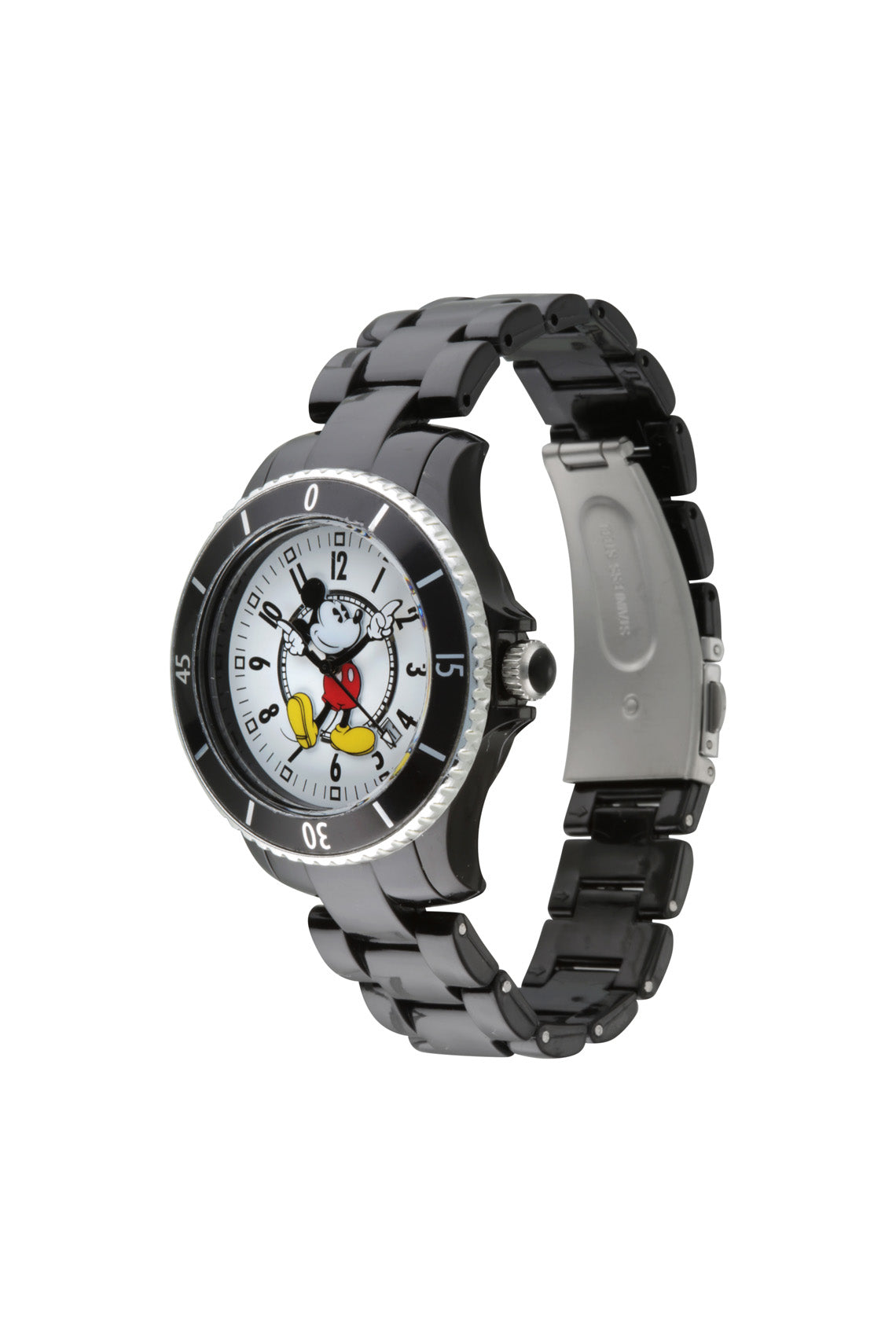 Disney Mickey Sports 40mm White Dial Black Stainless Steel Watch-PEROZ Accessories
