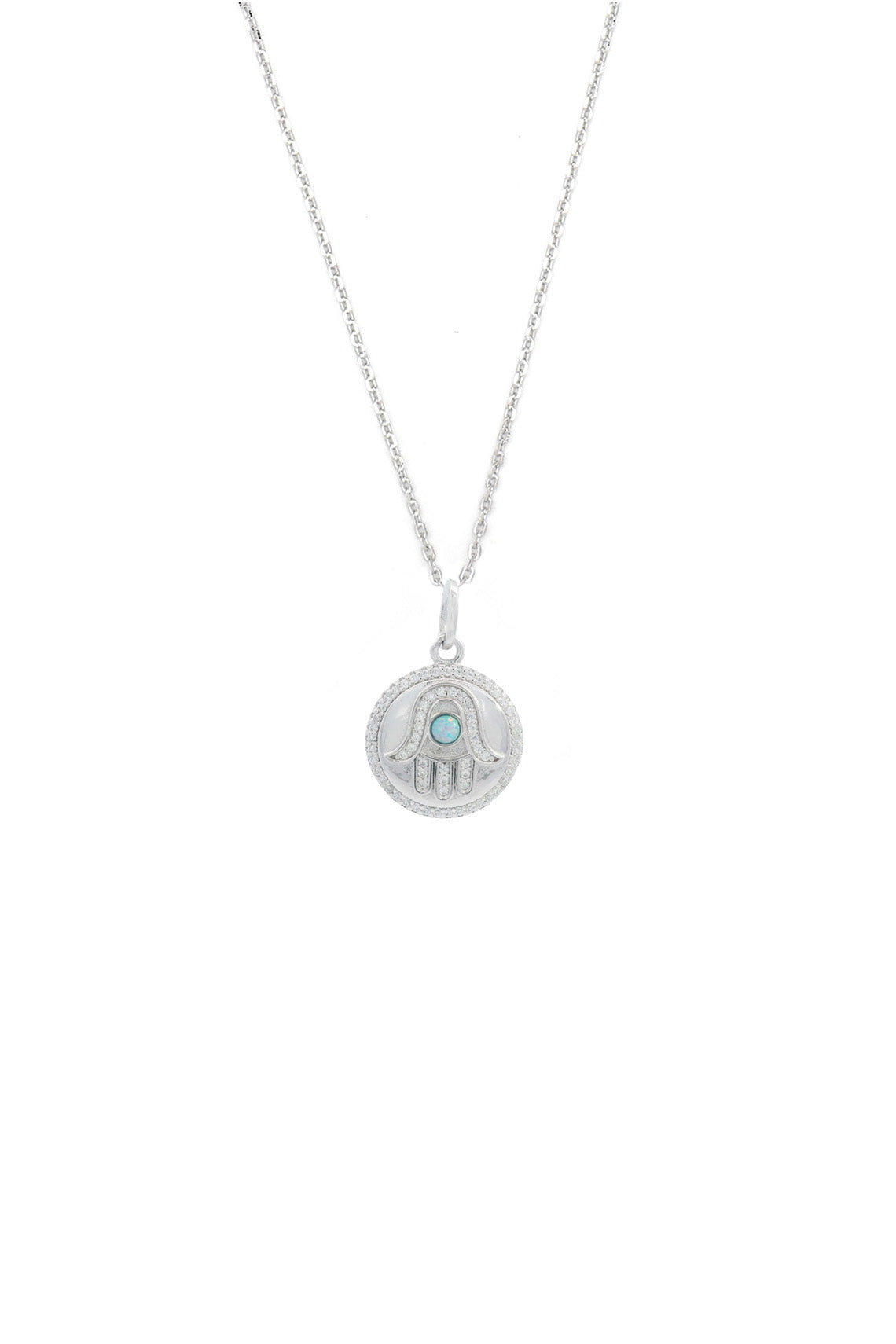 OPAL GLOW BLUE CREATED OPAL HAMSA MEDALION SILVER-PEROZ Accessories