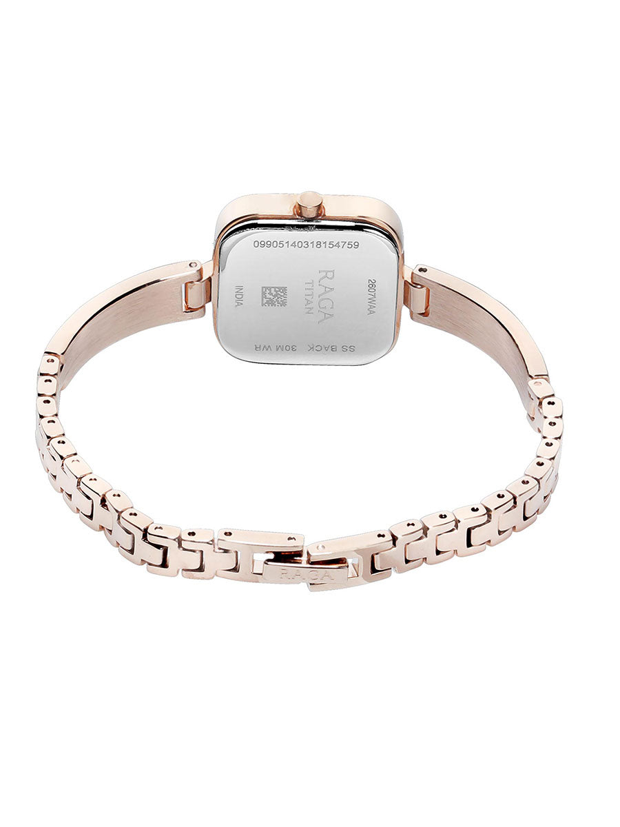 Titan Raga Viva Blue Dial With Rose Gold Metal Strap Watch for Women-PEROZ Accessories