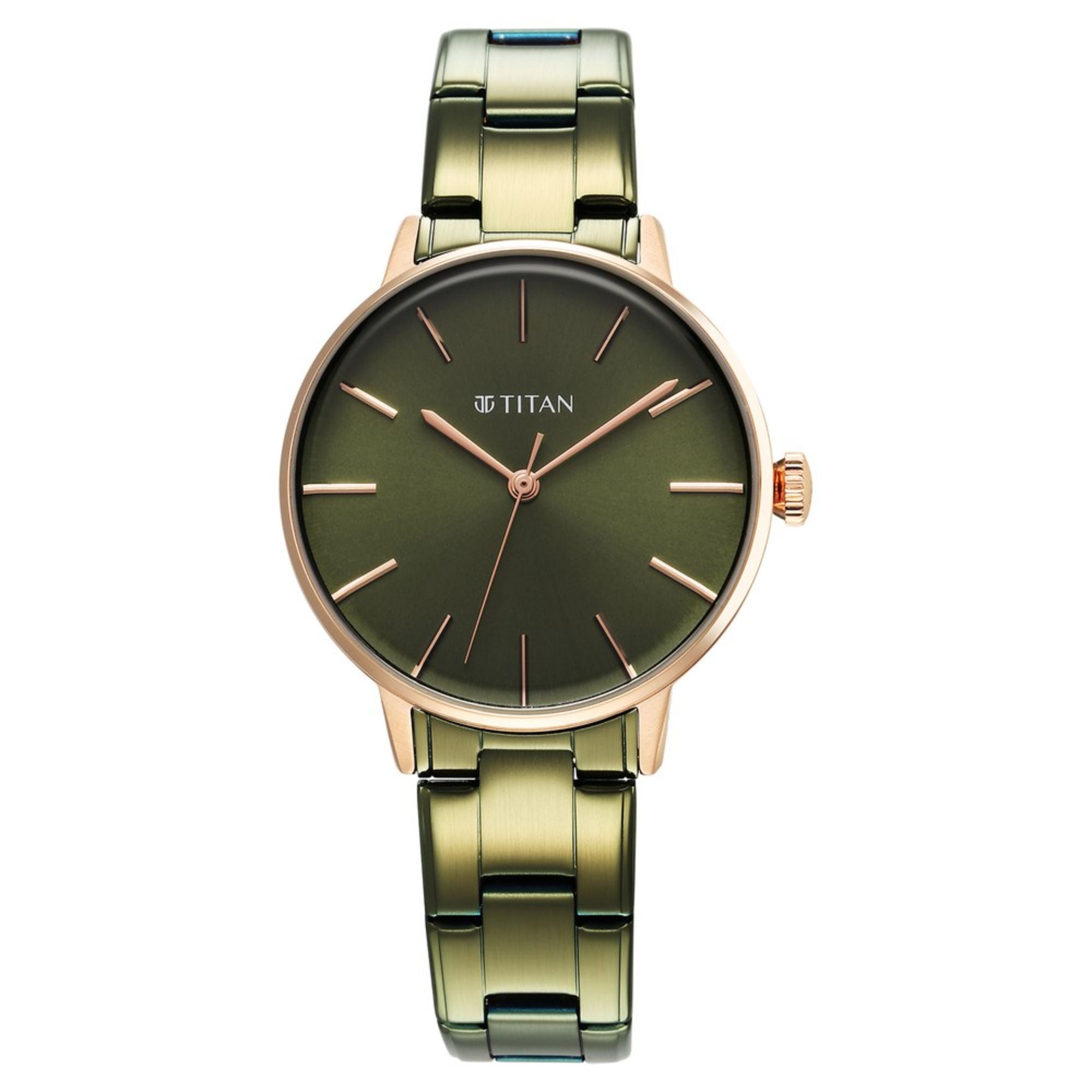 Titan TGIF Quartz Analogue Green Dial Green Stainless Steel Strap Watch for Women-PEROZ Accessories