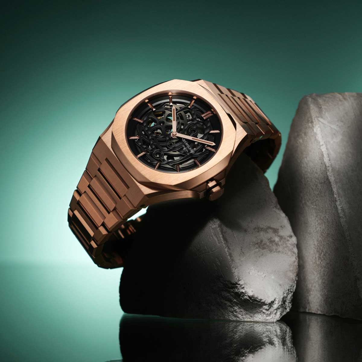 D1 Milano Rose Gold Skeleton Automatic Watch-Automatic Watches-PEROZ Accessories