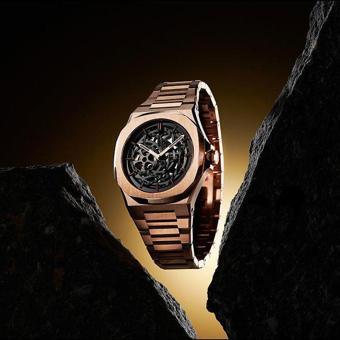 D1 Milano Rose Gold Skeleton Automatic Watch-Automatic Watches-PEROZ Accessories