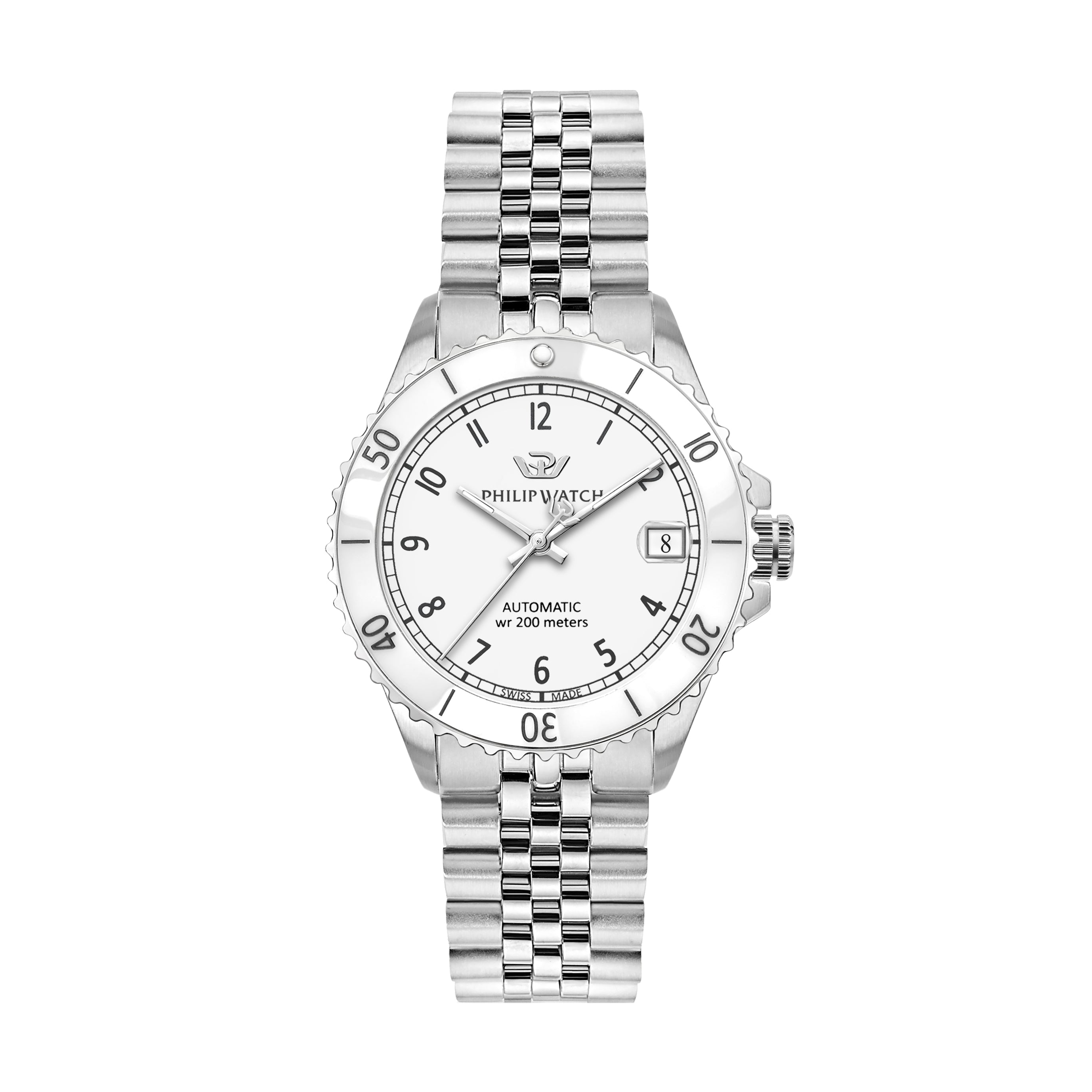 Philip Watch - Caribe Diving Silver Ladies Automatic Watch-Automatic Watches-PEROZ Accessories