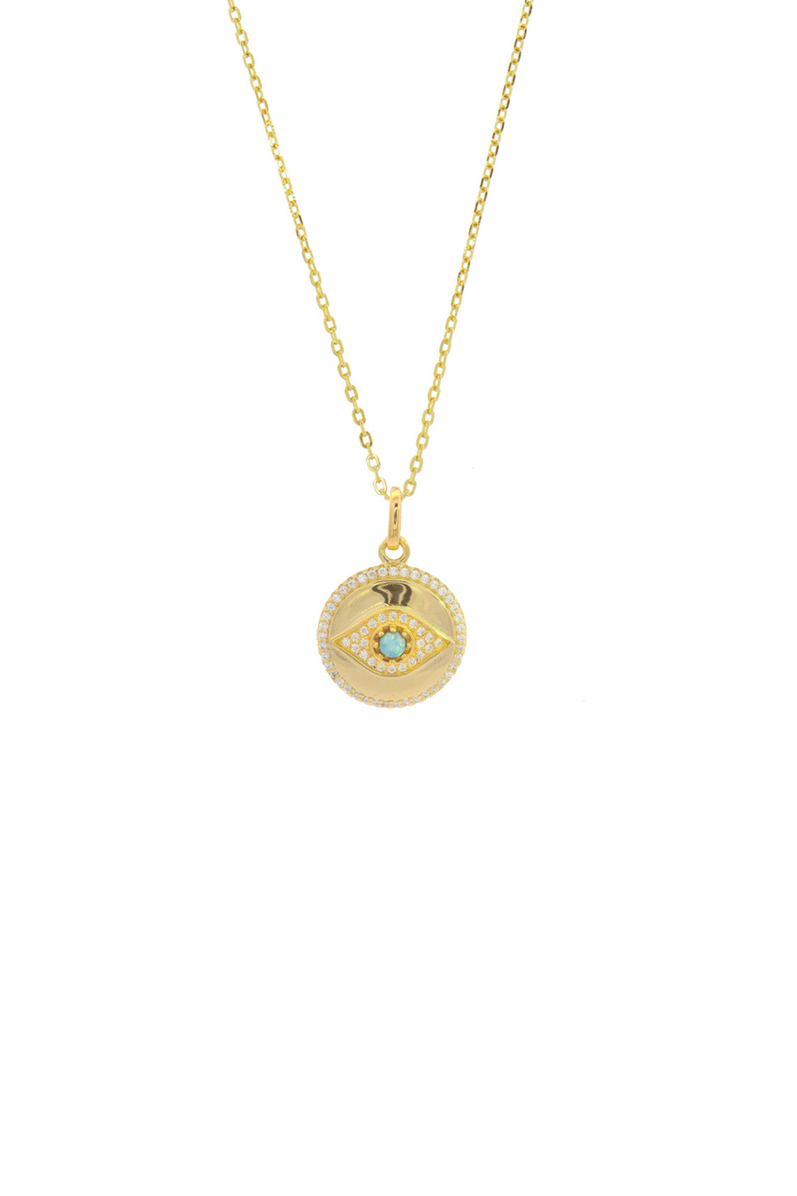 OPAL GLOW BLUE CREATED OPAL EVIL EYE MEDALION GOLD-PEROZ Accessories