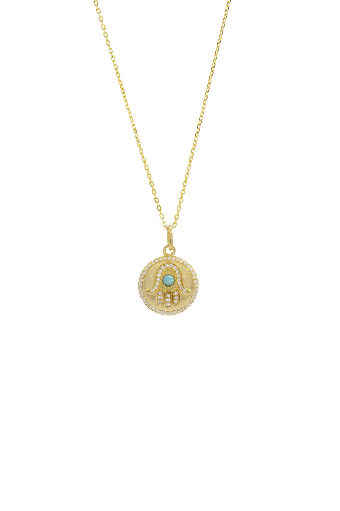 OPAL GLOW BLUE CREATED OPAL HAMSA MEDALION GOLD-PEROZ Accessories