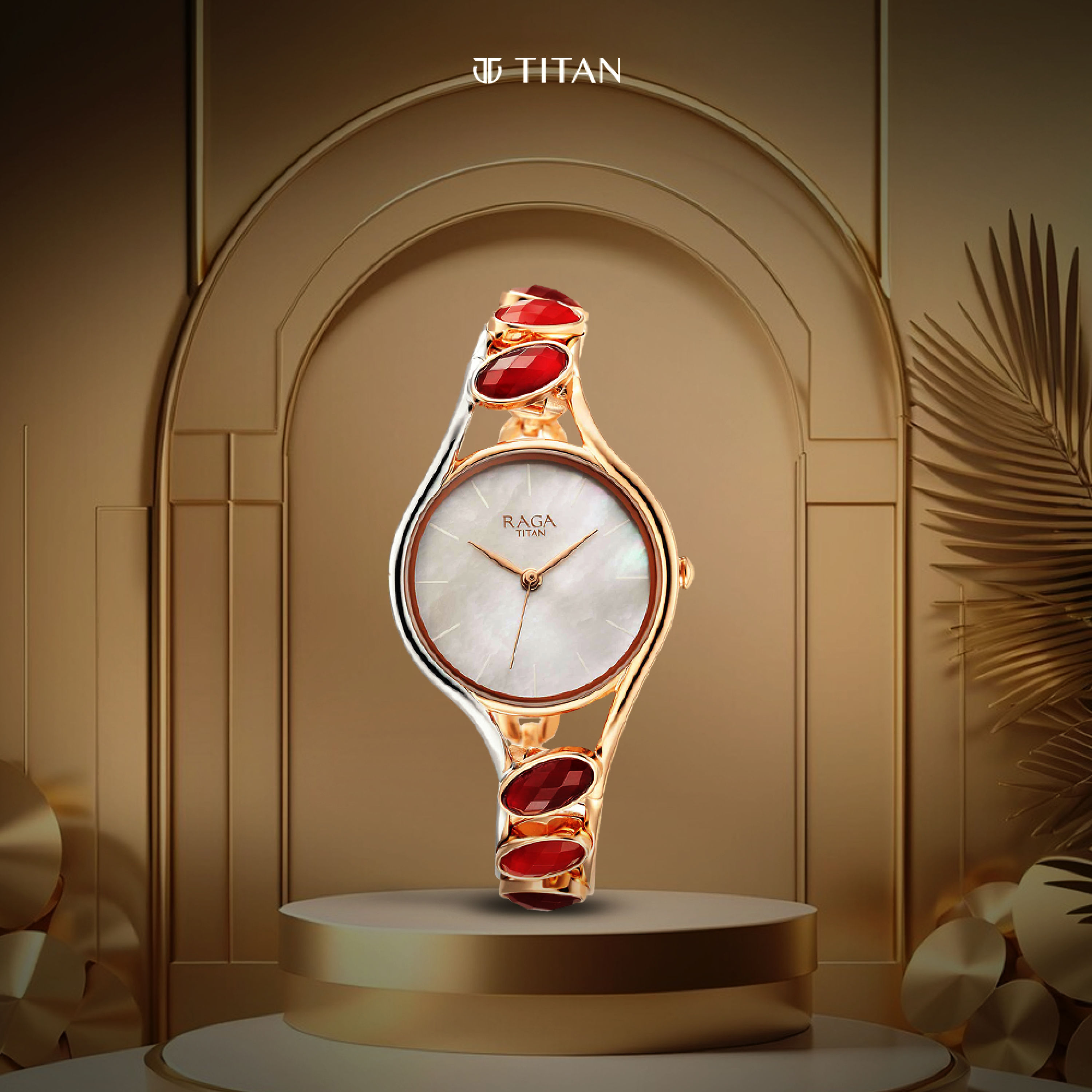 Titan Raga New You Quartz Analog Mother Of Pearl Dial Metal Strap Watch for Women-PEROZ Accessories