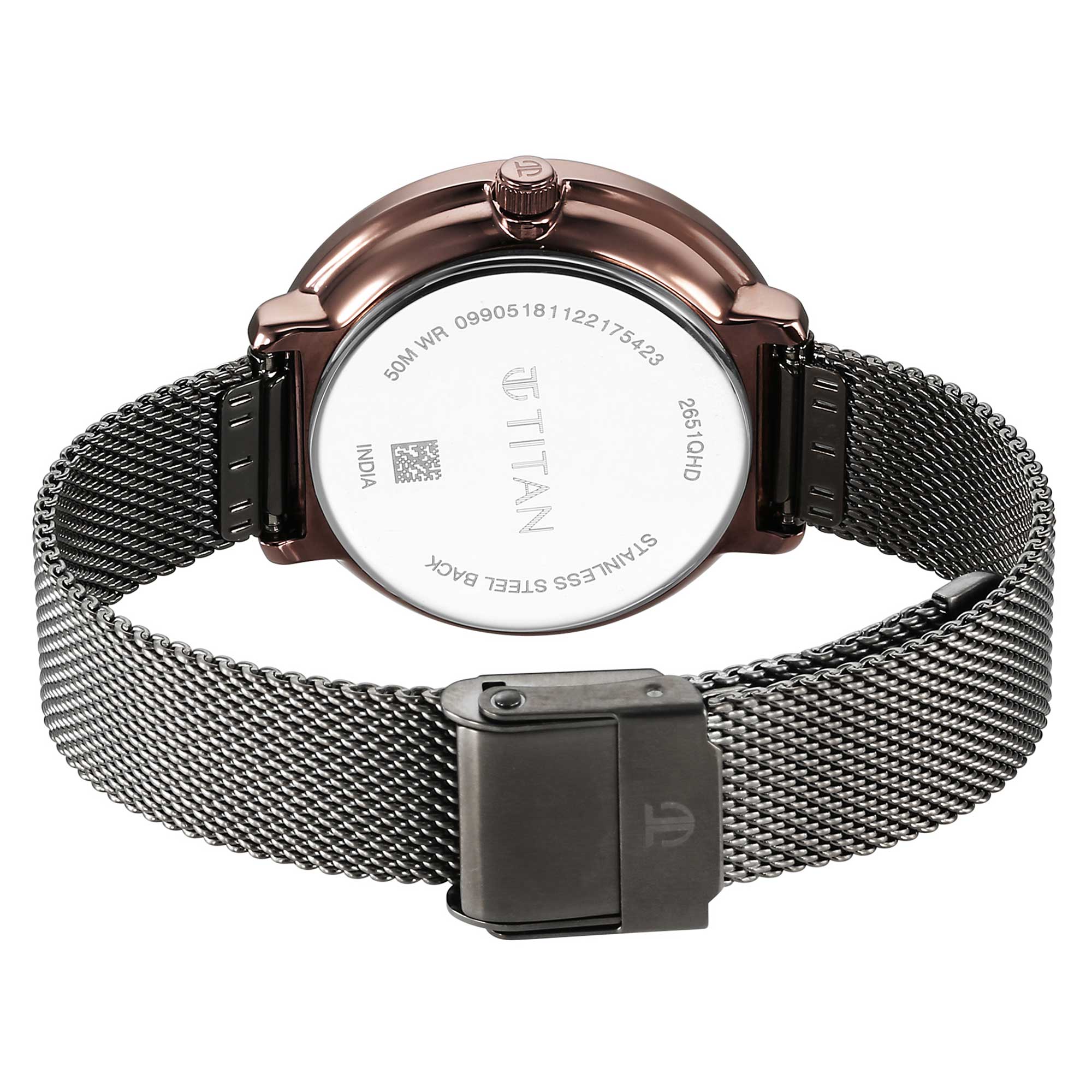 Titan Quartz Analogue Anthracite Dial Stainless Steel Strap Watch for Men-PEROZ Accessories