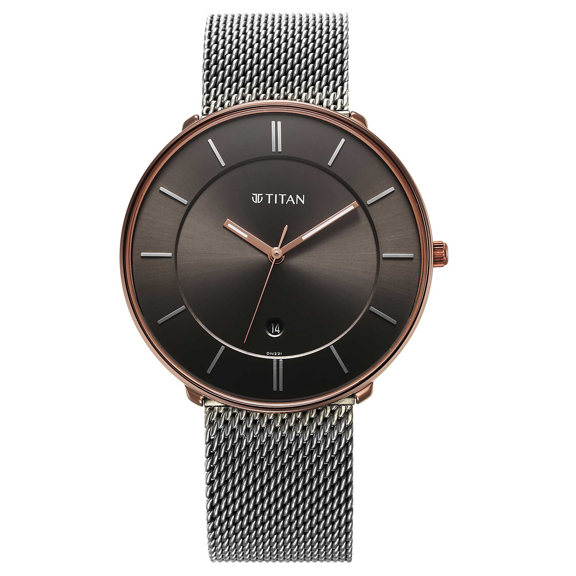 Titan Quartz Analogue Anthracite Dial Stainless Steel Strap Watch for Men-PEROZ Accessories