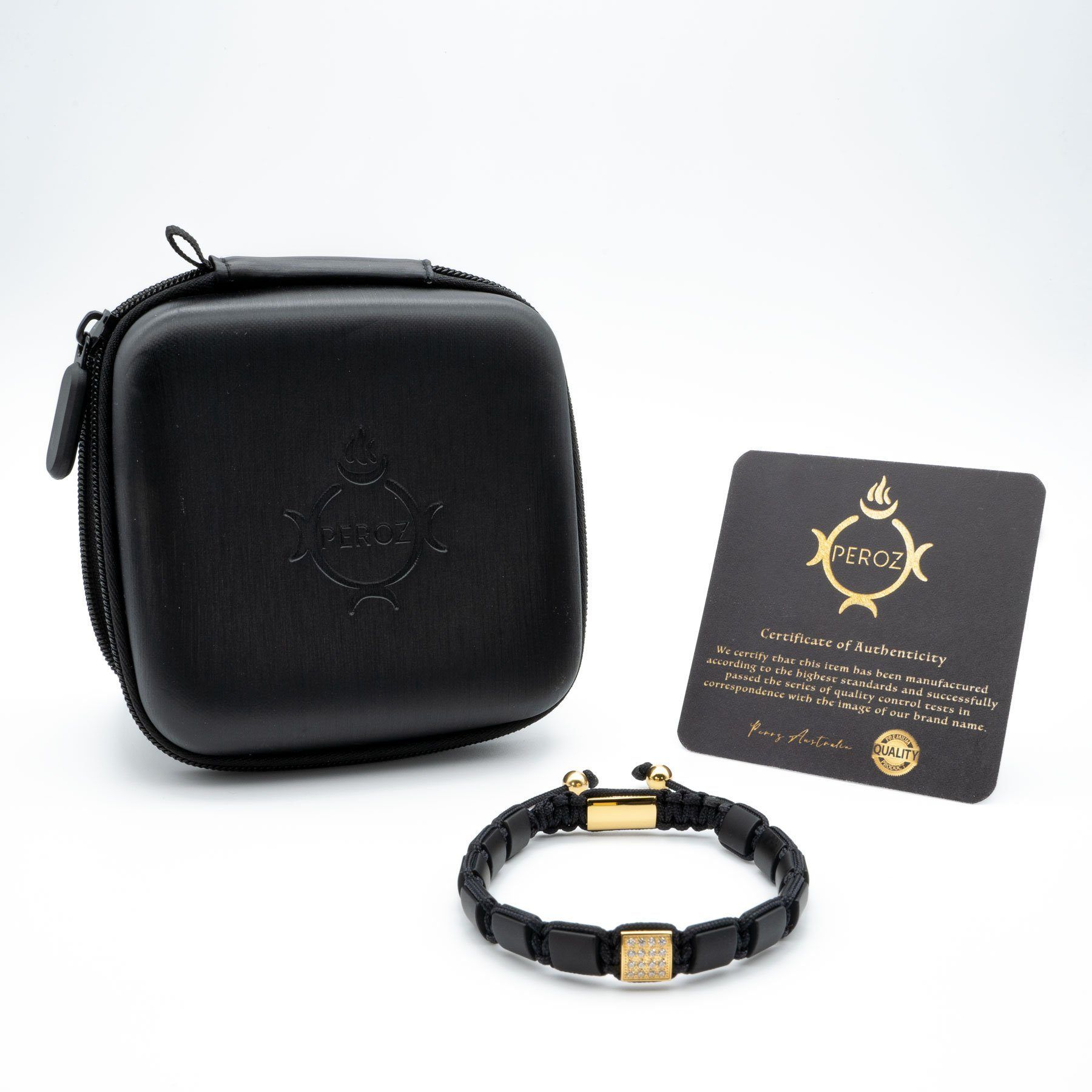 Matt Onyx Beaded Bracelet with Gold Plated CZ Setting