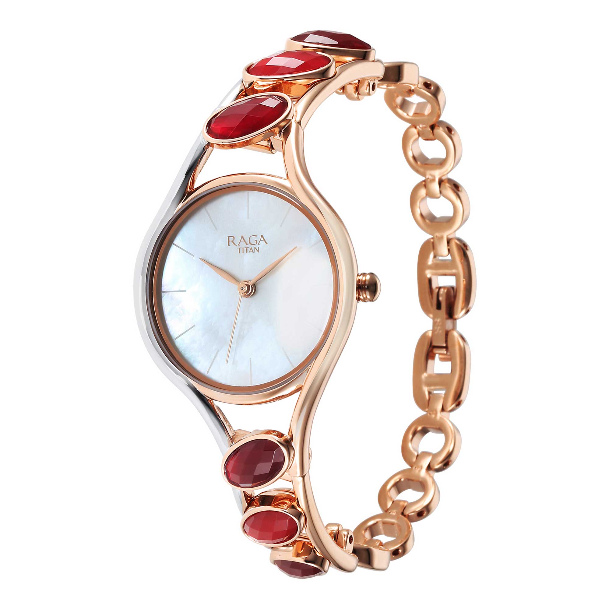 Titan Raga New You Quartz Analog Mother Of Pearl Dial Metal Strap Watch for Women-PEROZ Accessories
