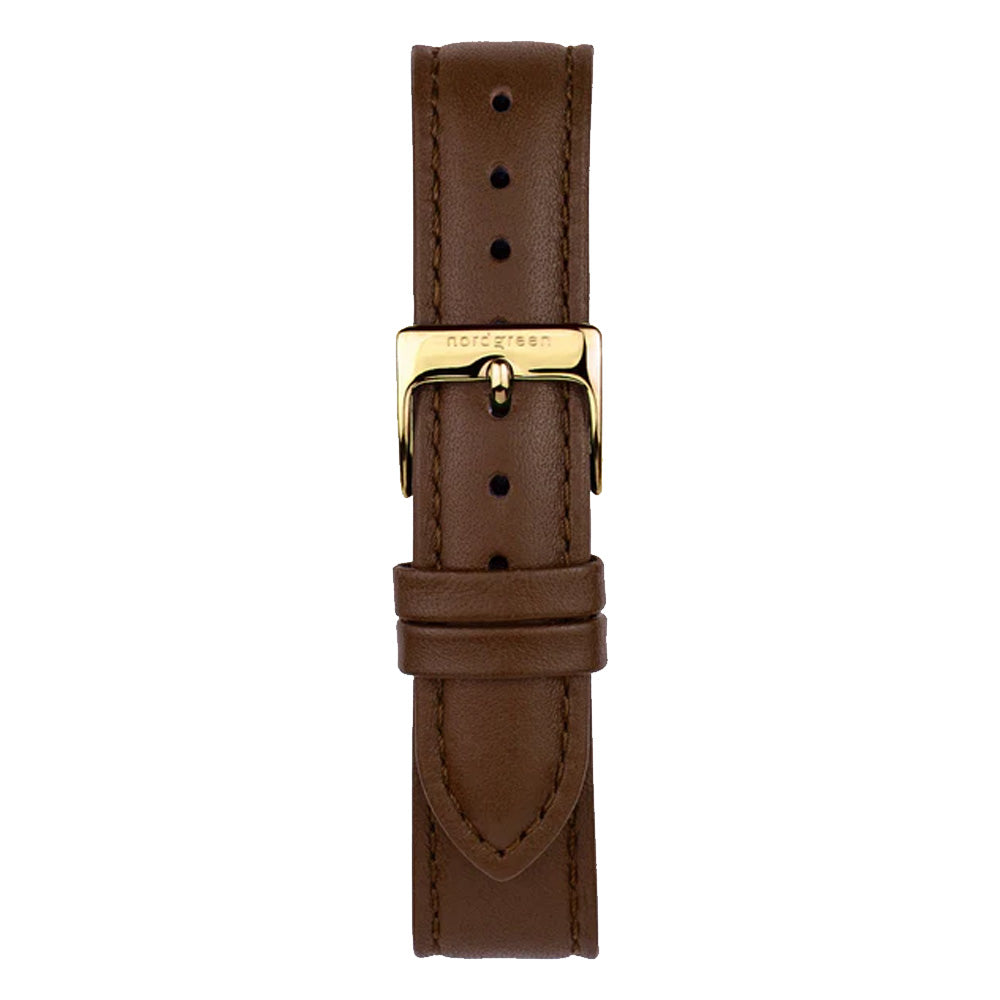 Nordgreen Native 36mm Yellow Gold Case Brown Leather Strap Watch-PEROZ Accessories