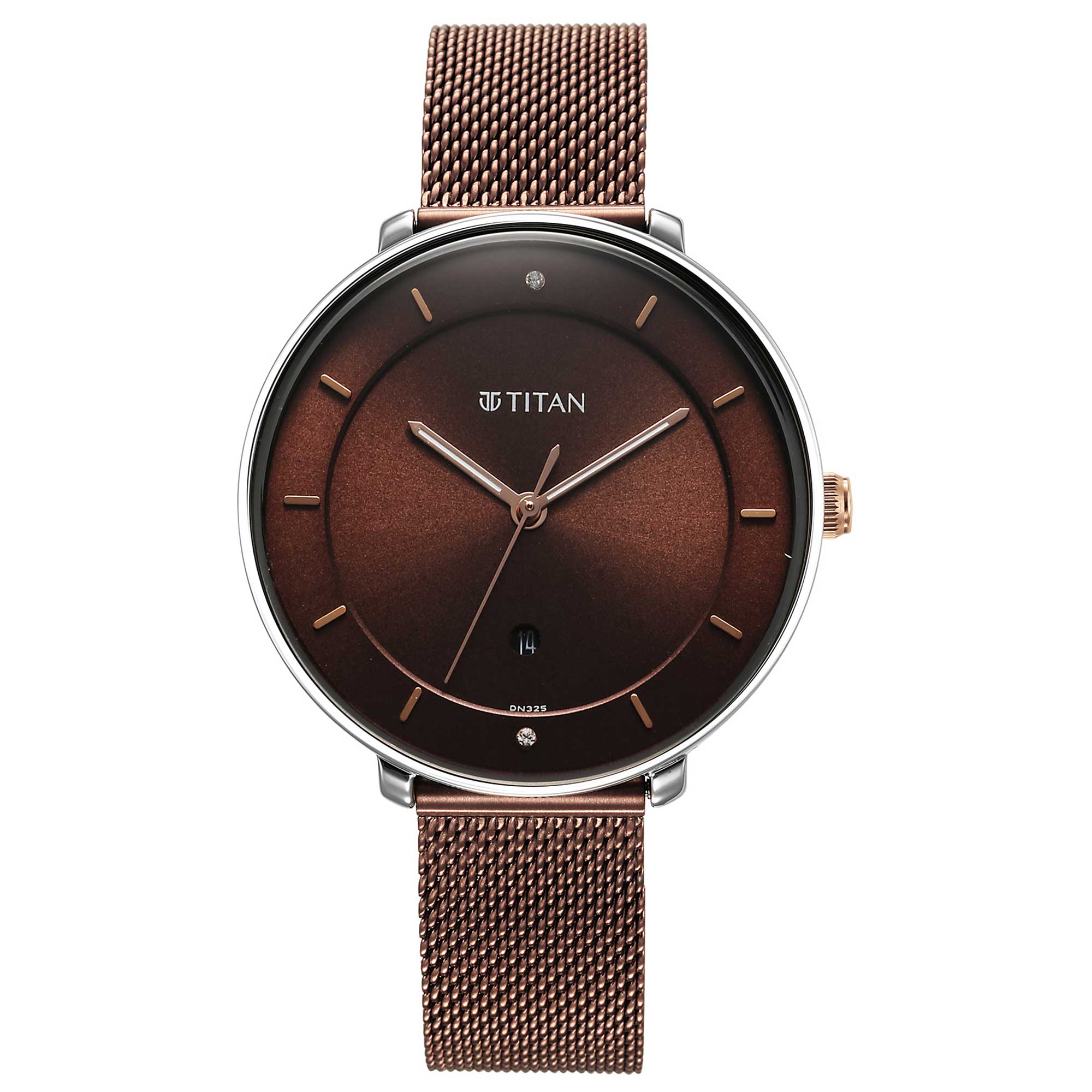 Titan Noir Brown Dial Analogue Stainless Steel Strap Watch for Women-PEROZ Accessories