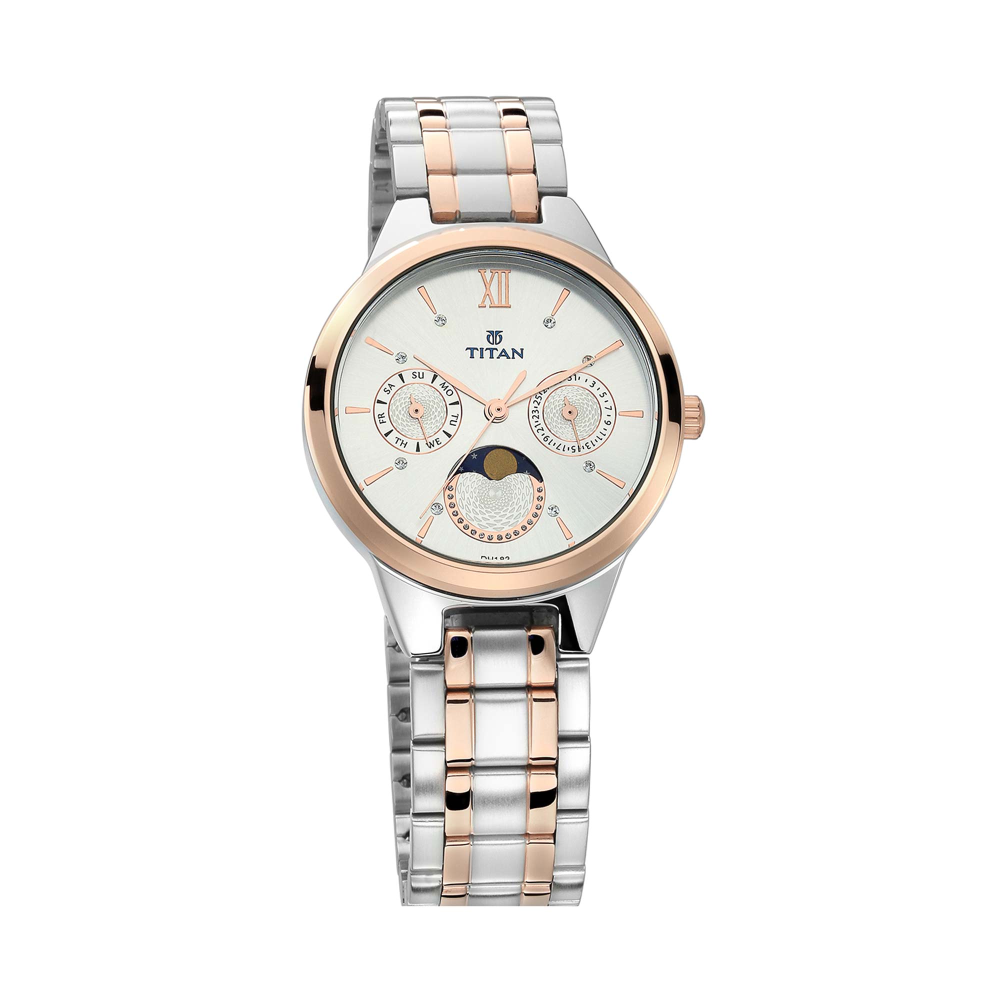 Titan Workwear White Moonphase Stainless Steel Strap watch for Women-PEROZ Accessories