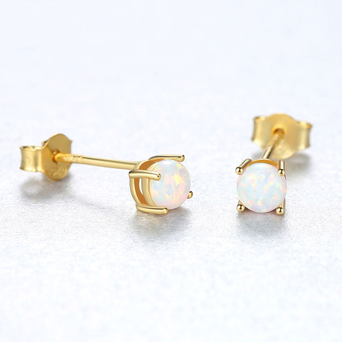 Callie - White/Blue Opal Stud Earrings-Earrings-PEROZ Accessories