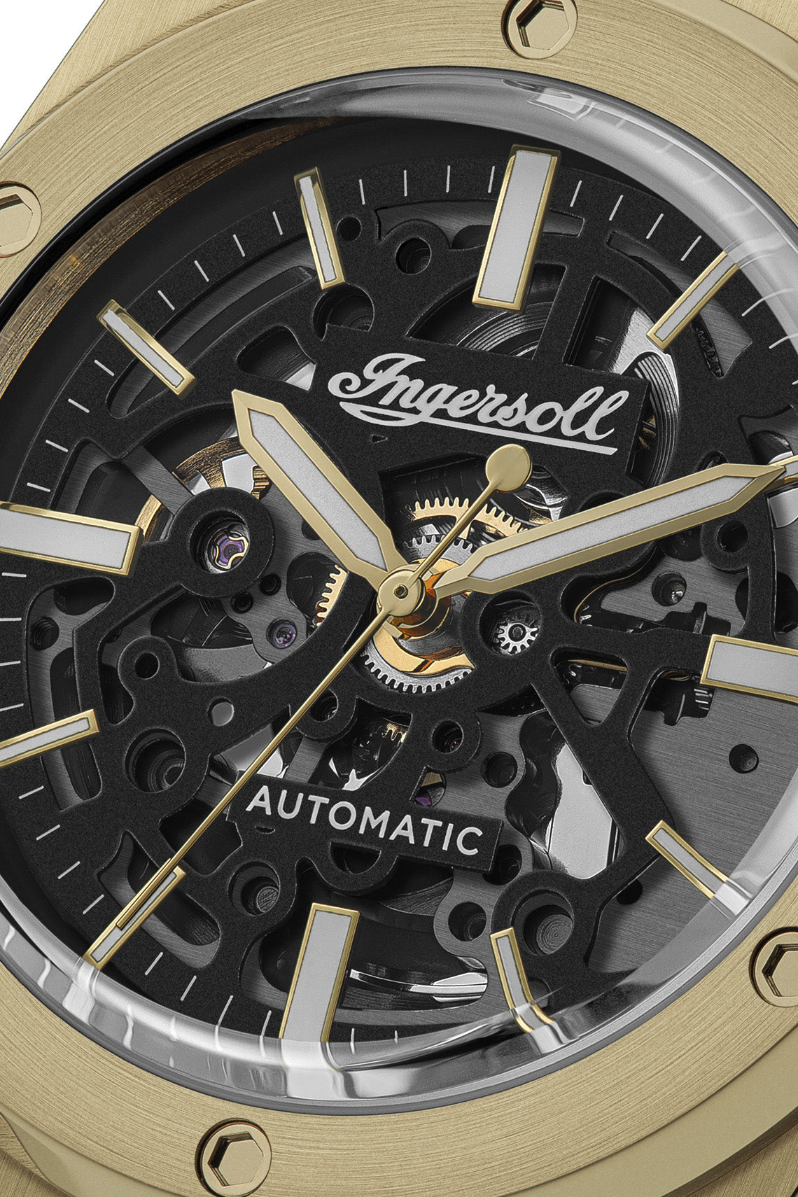 Ingersoll The Baller Automatic Black Dial Gold Stainless Steel Strap Watch-PEROZ Accessories