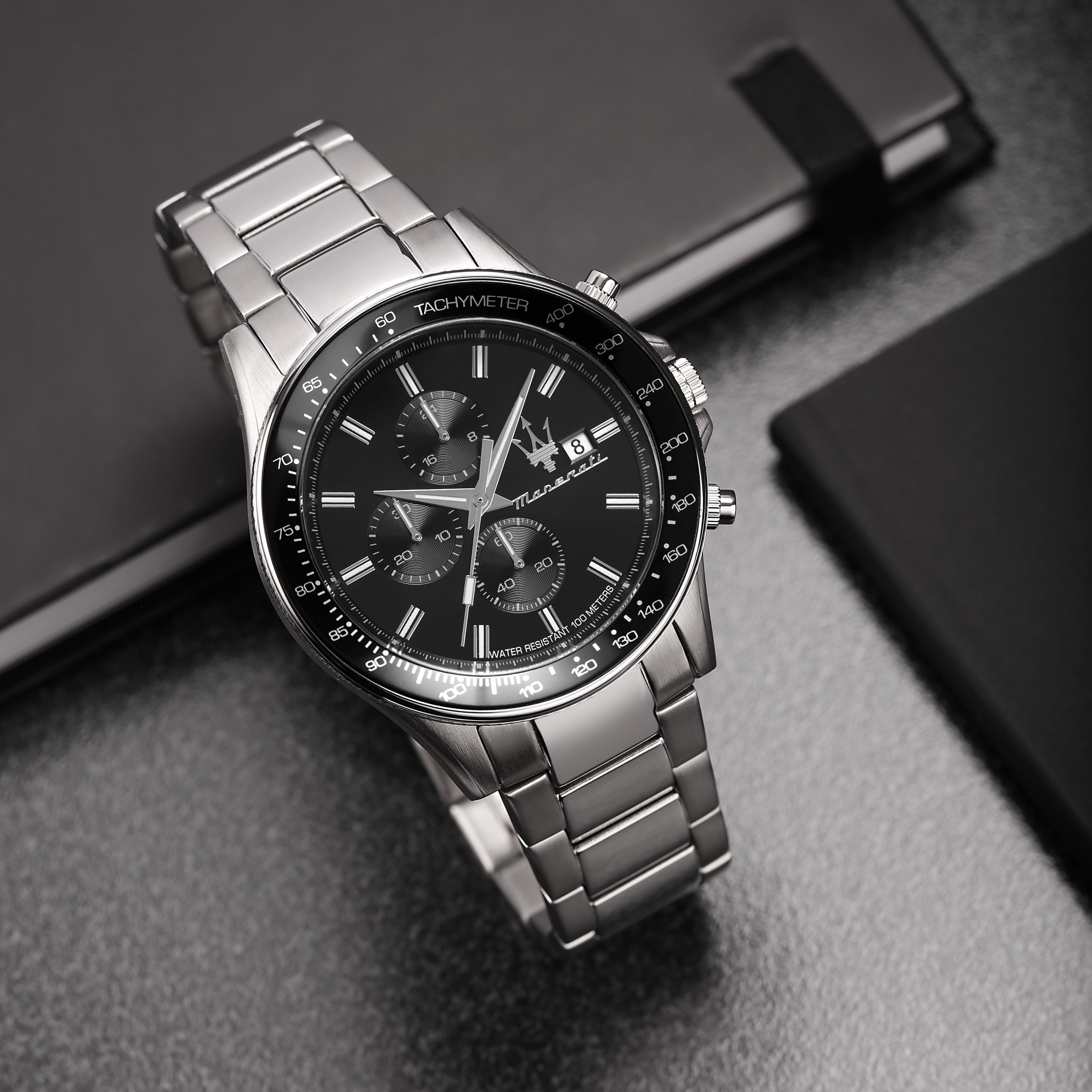Maserati Sfida 44mm Black Dial Chronograph Watch-PEROZ Accessories
