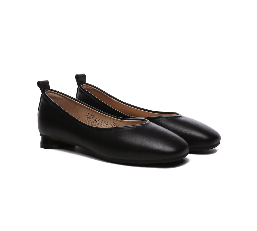 TARRAMARRA® Women Leather Round Toe Ballet Flats-PEROZ Accessories
