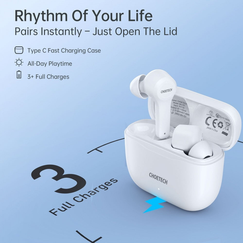 CHOETECH BH-T01 Bluetooth True Wireless Earbuds-Headphones-PEROZ Accessories