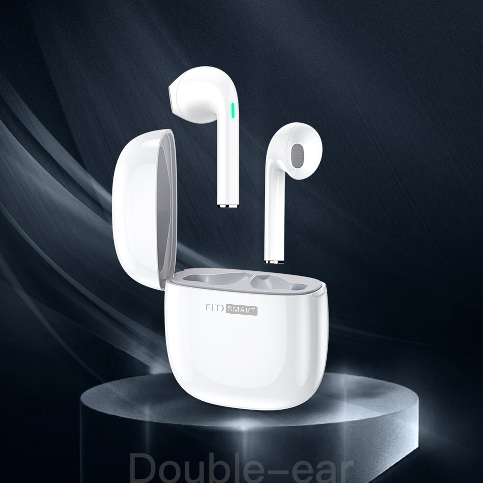 Fitsmart Headphones With Charging Case Wireless Portable White-Headphones-PEROZ Accessories