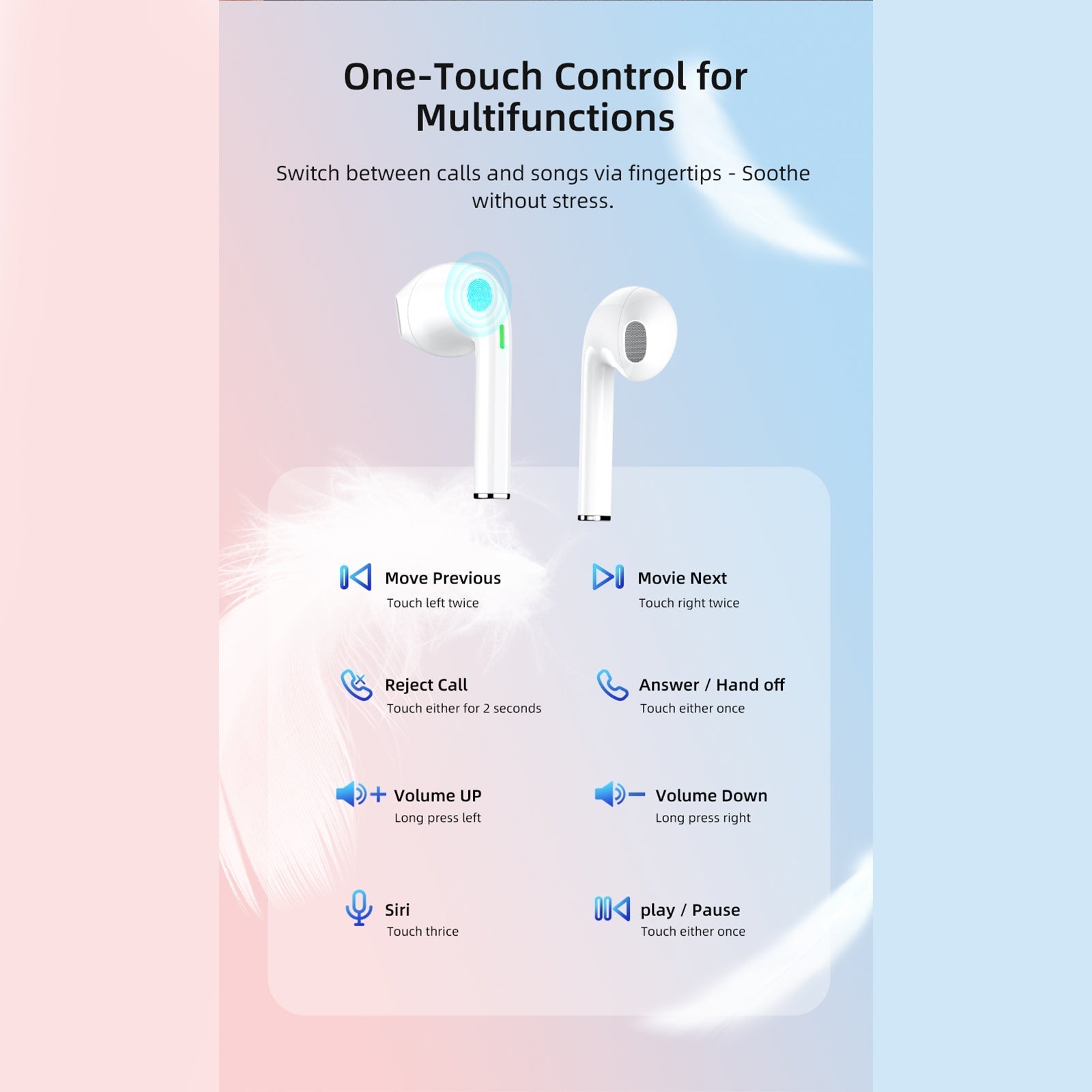 Fitsmart Headphones With Charging Case Wireless Portable White-Headphones-PEROZ Accessories