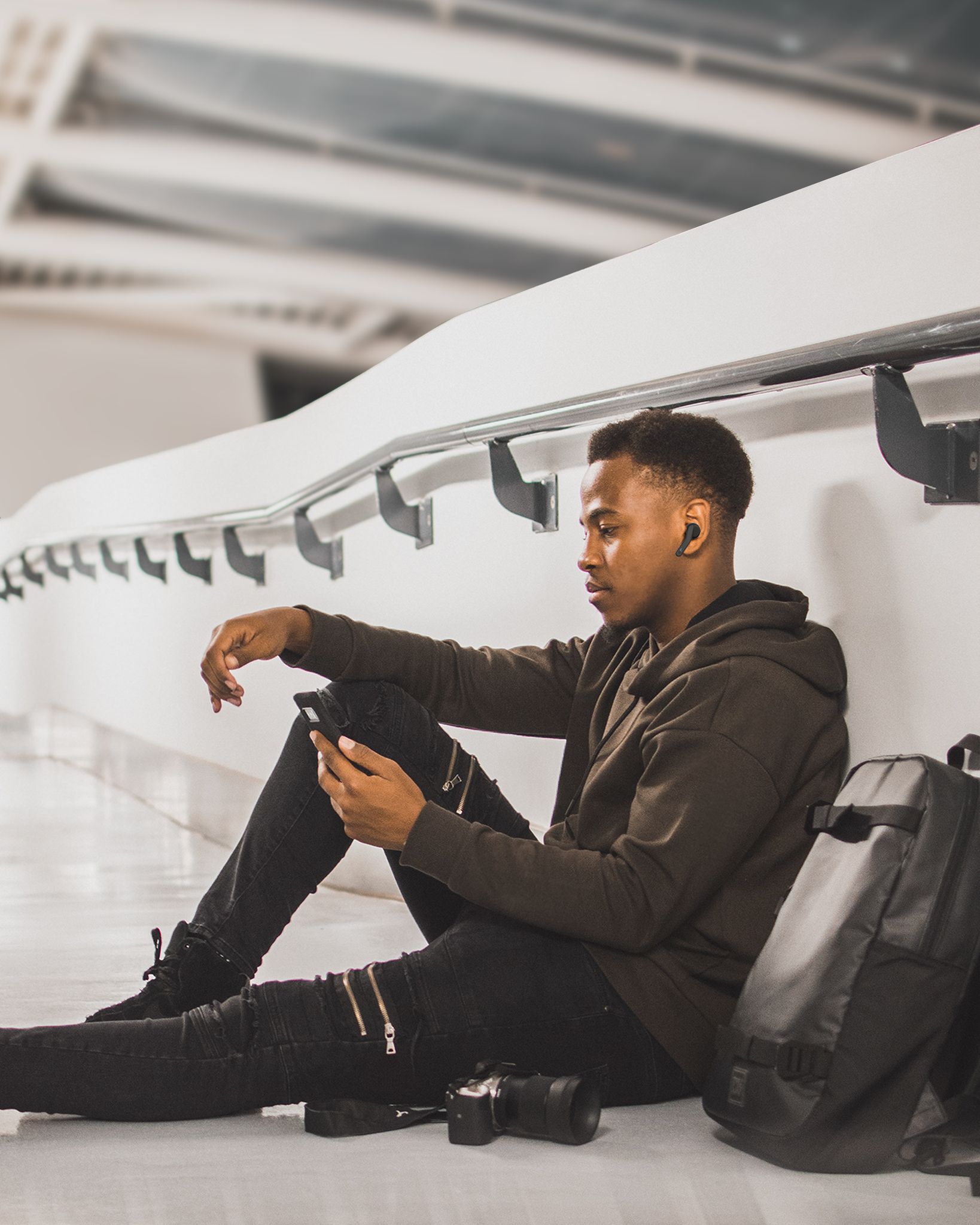 HYPHEN Wireless Earbuds Bluetooth Headphone Grey Color-Headphones-PEROZ Accessories