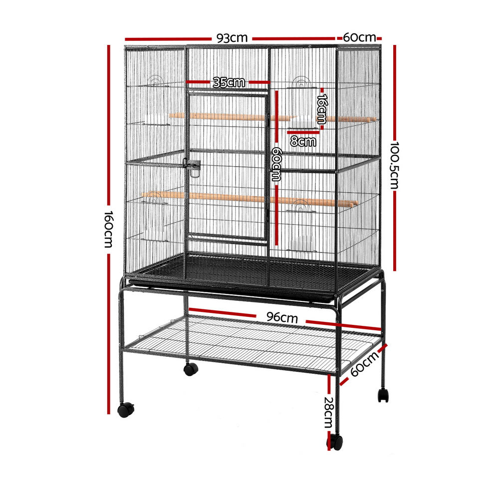 i.Pet Bird Cage Large Cages 160cm Parrot Aviary Stand-Alone Budgie Wheels Castor-Pet Care > Bird > Bird Cages & Stands-PEROZ Accessories