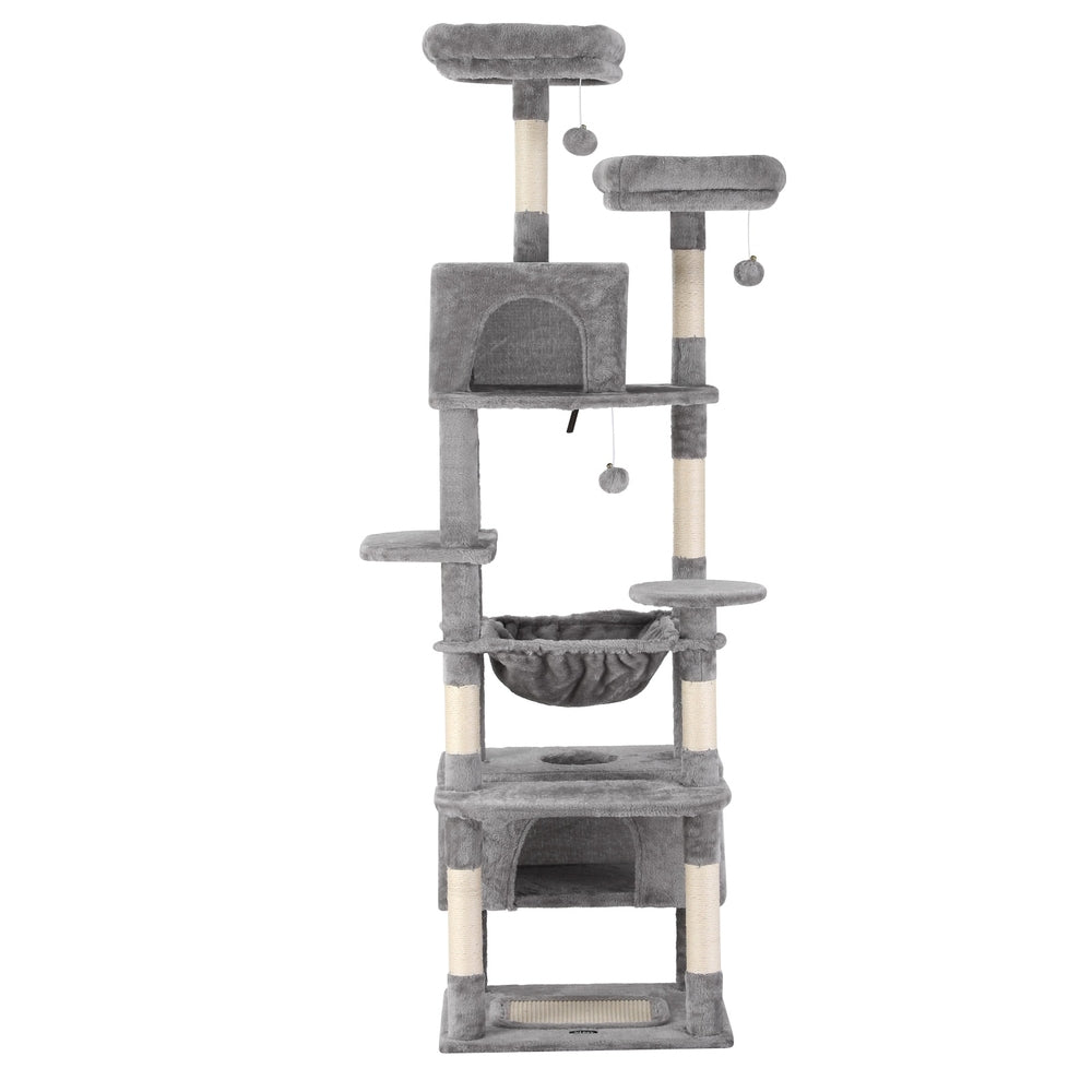 i.Pet Cat Tree 184cm Tower Scratching Post Trees Scratcher Condo House Light Grey-Pet Care > Cat Supplies > Cat Scratchers-PEROZ Accessories
