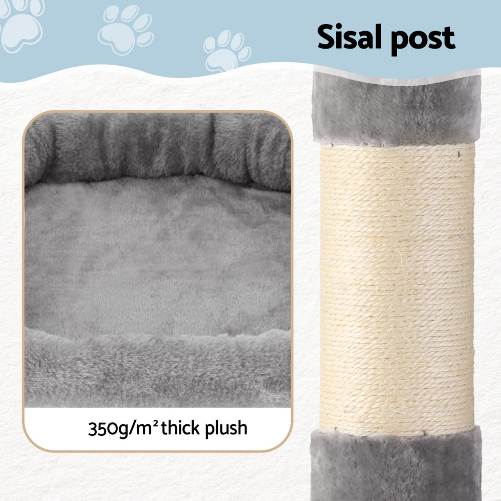 i.Pet Cat Tree 184cm Tower Scratching Post Trees Scratcher Condo House Light Grey-Pet Care > Cat Supplies > Cat Scratchers-PEROZ Accessories