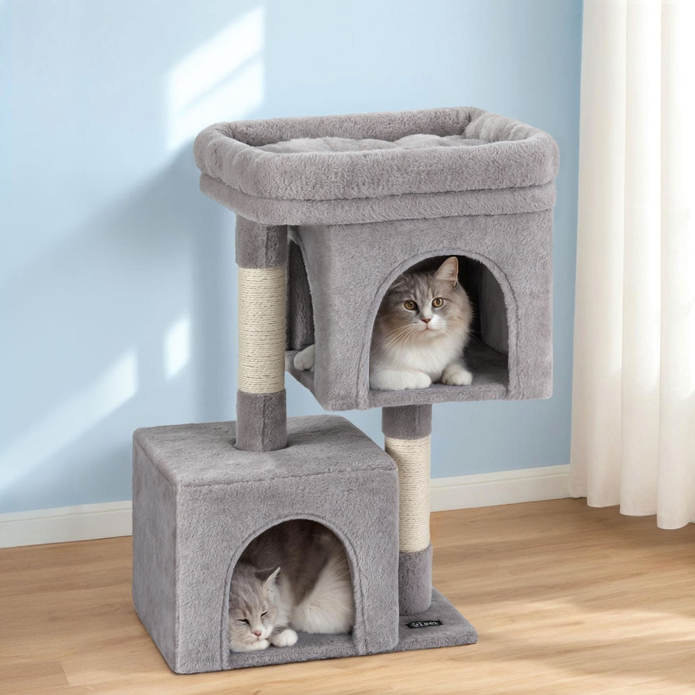 i.Pet Cat Tree 67cm Tower Scratching Post Trees Scratcher Condo House Light Grey-Pet Care > Cat Supplies > Cat Scratchers-PEROZ Accessories