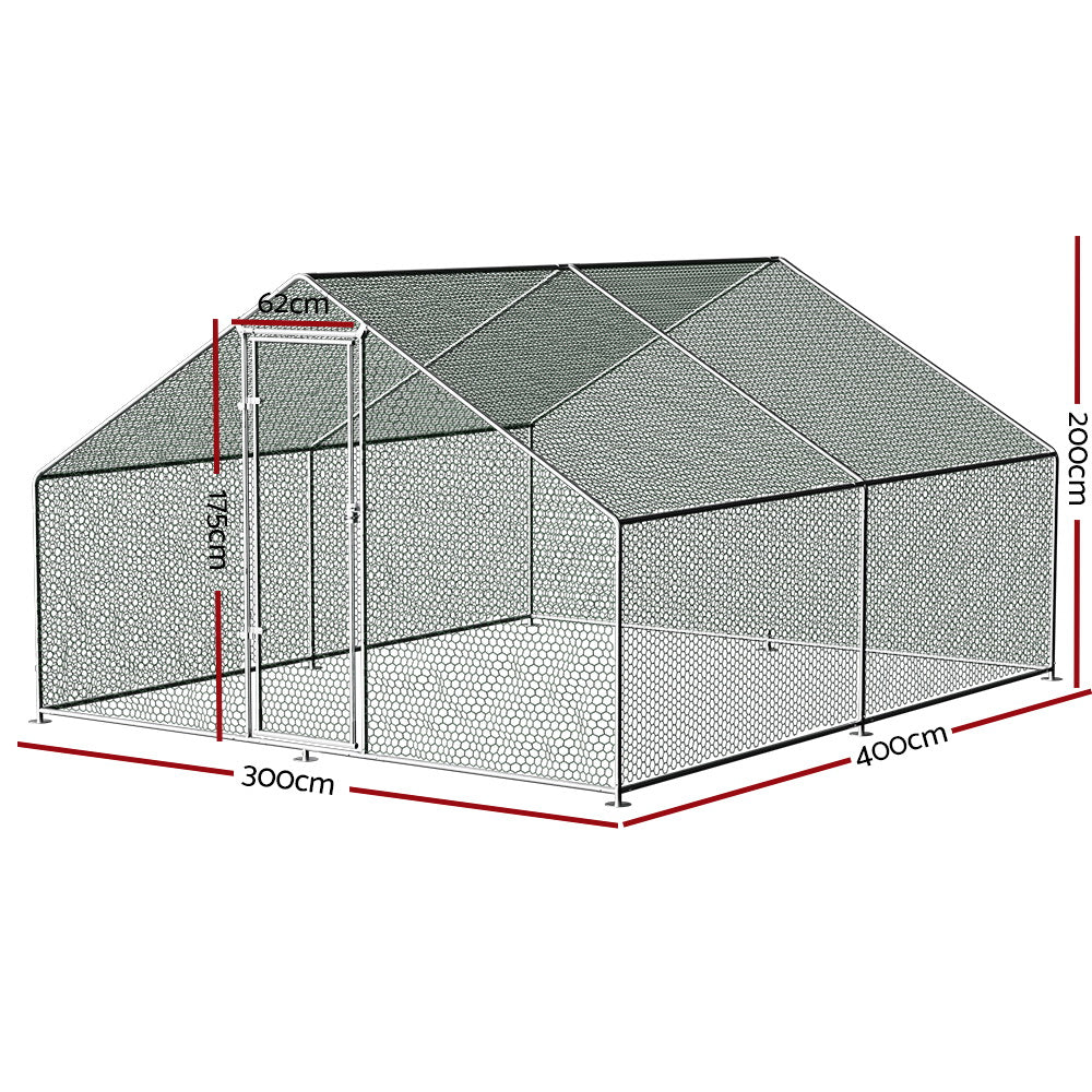i.Pet Chicken Coop Cage 3x4x2m Galvanised Steel-Pet Care > Coops & Hutches > Coop & Hutch Accessories-PEROZ Accessories
